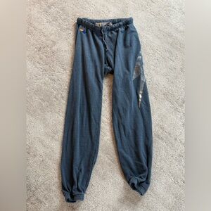 aviator nation sweatpants with silver lightning bolt